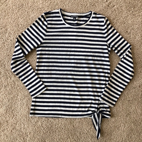 Tops - J Crew side tie striped long sleeve t shirt
